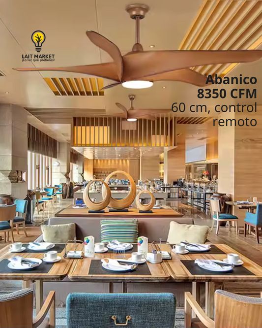 Abanico con estilo nordico marron 5 aspas