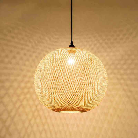 Lampara decorativa de bamboo esferica mediana