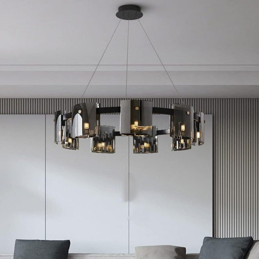 Lampara decorativa candelabro, 6 cristales black smoke