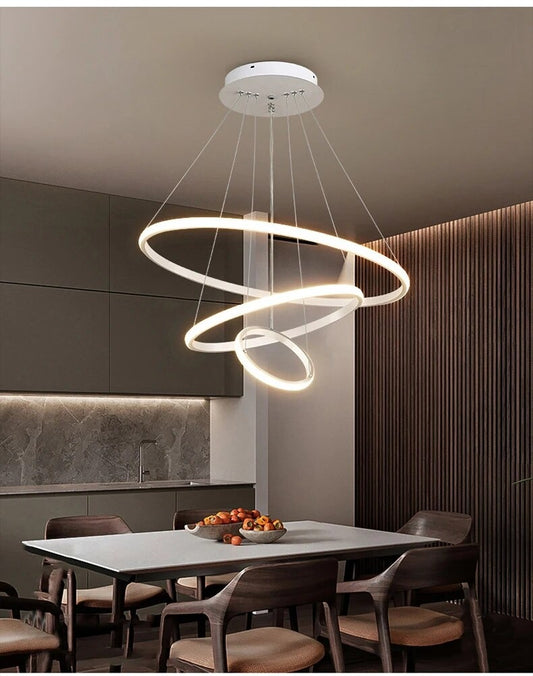 Lampara decorativa 3 aros borde blanco led integrado