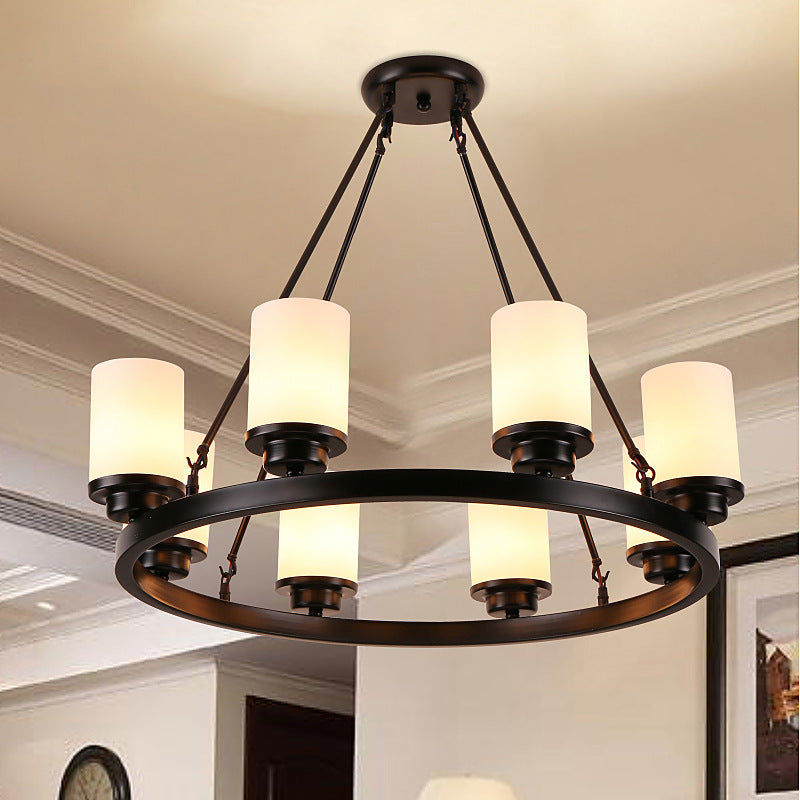 Lampara candelabro negro 8 sockets