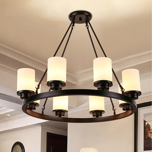 Lampara candelabro negro 8 sockets