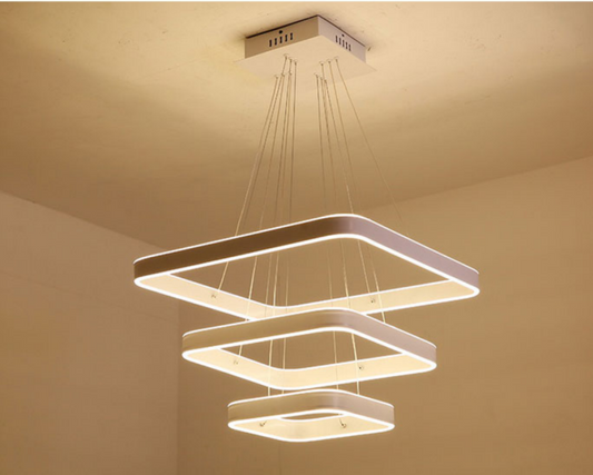 Lampara 3 cuadrados blanco led 40+60+80