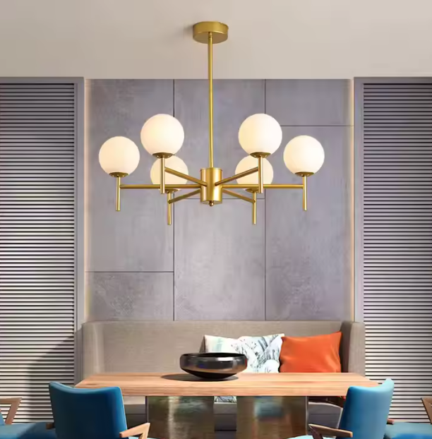 Lampara candelabro 6 copas blancas sockets