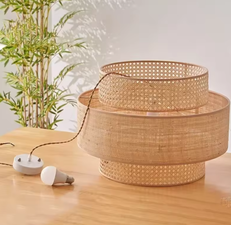 Lampara decorativa de bamboo cilindrica