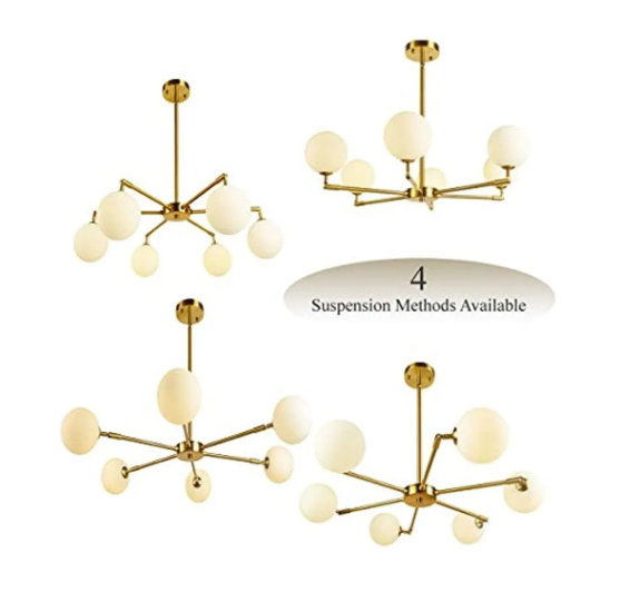 Lampara candelabro 6 copas blancas sockets