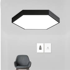 Lampara decorativa de techo hexagonal negra 3 tonos de luz, 40cm