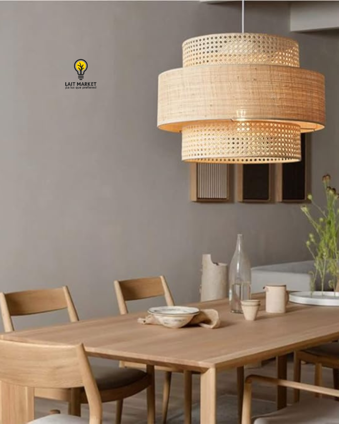Lampara decorativa de bamboo cilindrica