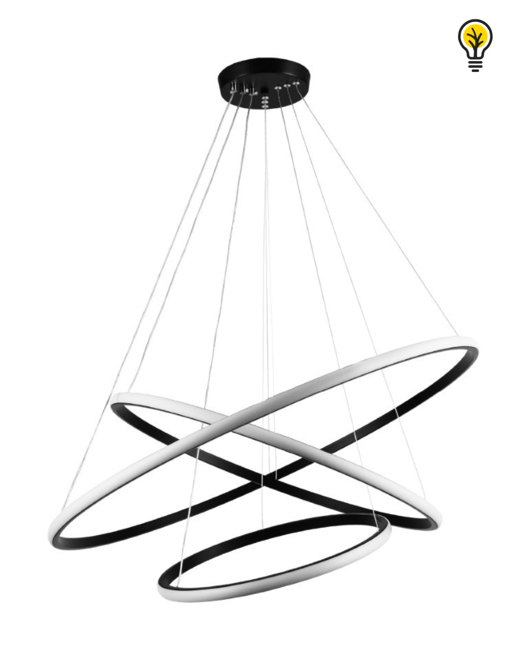 Lampara de 3 aros negra 3 tonos de luz