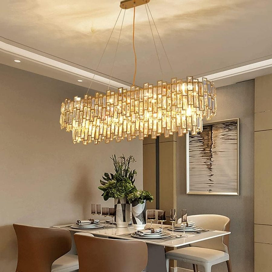 Lampara moderna de lujo, cristal, 10 luces