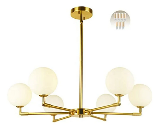 Lampara candelabro 6 copas blancas sockets